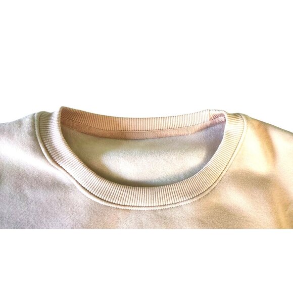 Snoopy Crewneck Beige Fall Leaves Graphic Embroidered Lined Sweatshirt - Picture 7 of 15